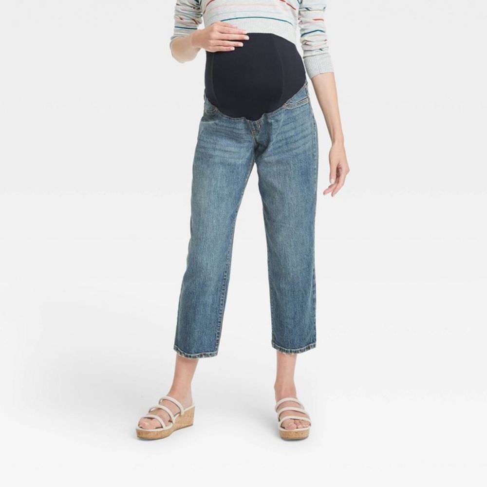 NWT Over Belly Cropped Vintage Straight Maternity Jeans - Isabel Maternity by I
